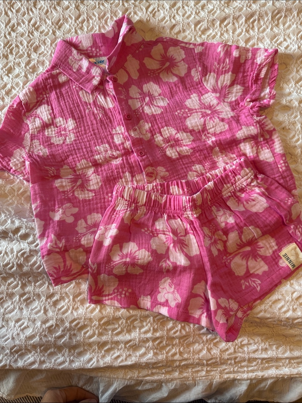 Disney Pink and White Floral Two-Piece Set